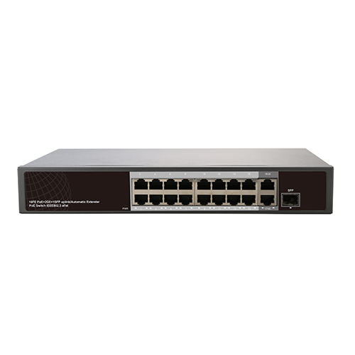 PoE-S16M-2G-1SFP-EX(250W)(16ports 100Mbps PoE+2ports 1000Mbps Uplink+1port SPF)  