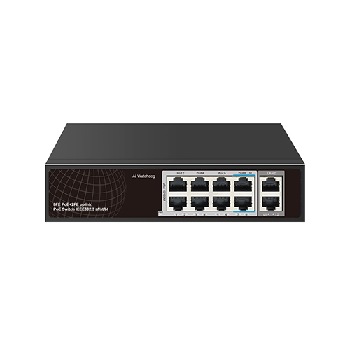 PoE-8(6M-2MBT)-2M(1~6 port af/at x 10/100Mbps; 7~8 bt port x 10/100Mbps, 2-ports 100Mbps uplink)